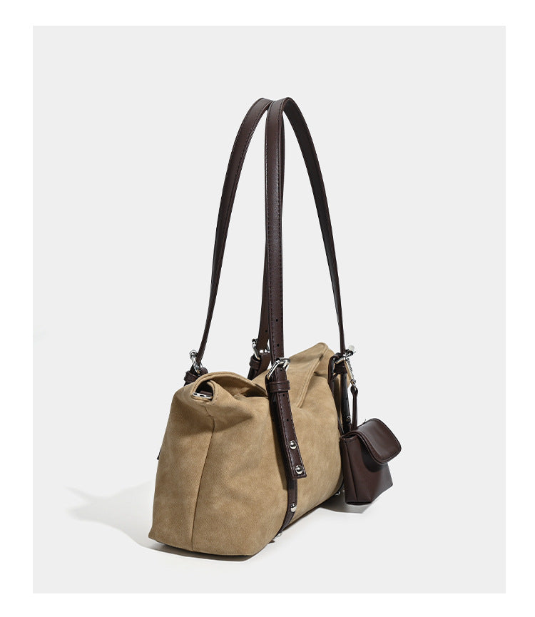 Vintage Faux Suede Hobo Bag