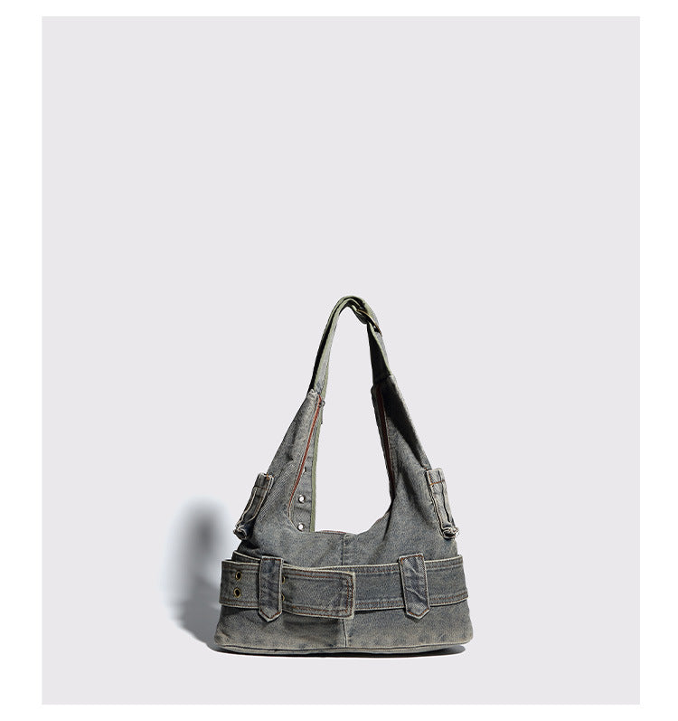 2000s Denim Buckle Shoulder Bag