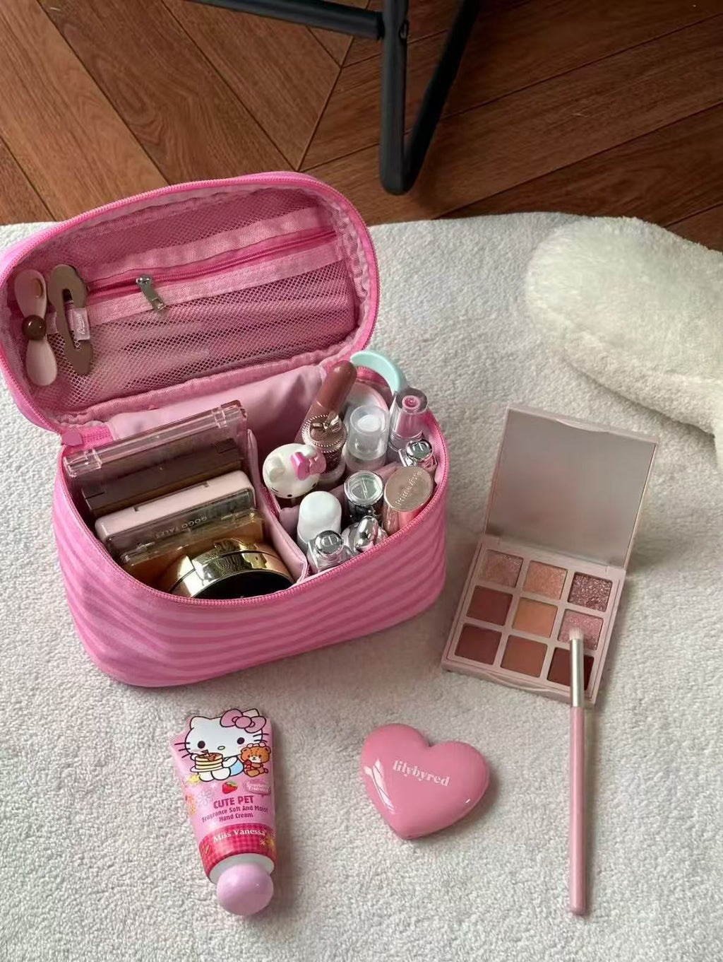 Striped Makeup Bag