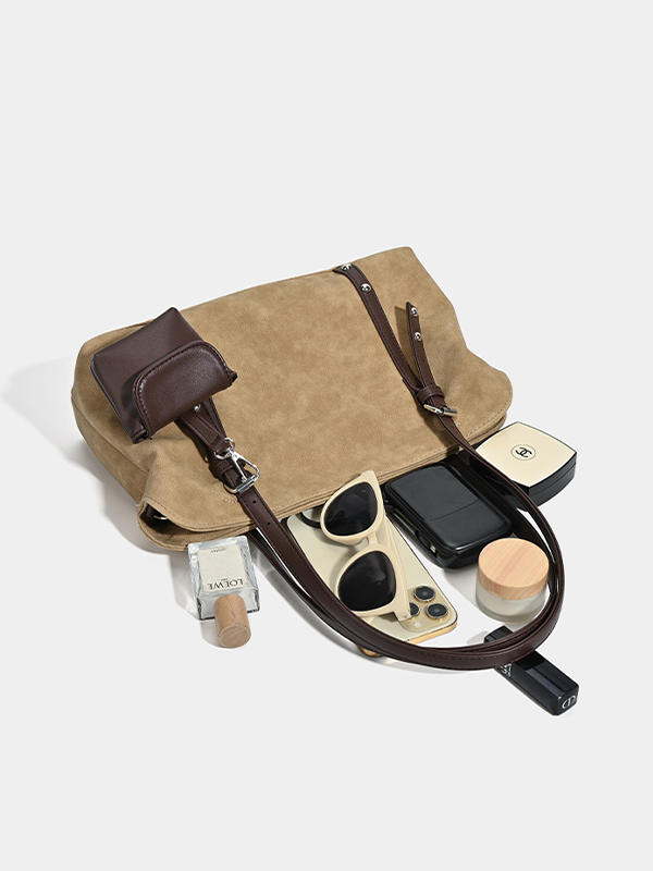 Vintage Faux Suede Hobo Bag