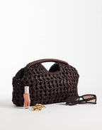 Crochet Straw Frame Clutch Bag