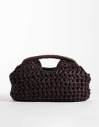 Crochet Straw Frame Clutch Bag