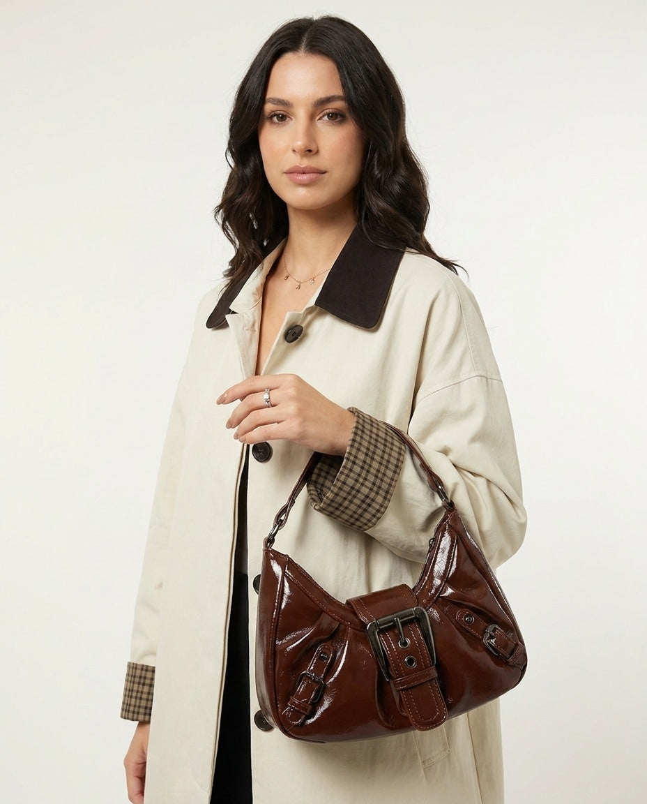 Buckle Detail Shoulder Bag