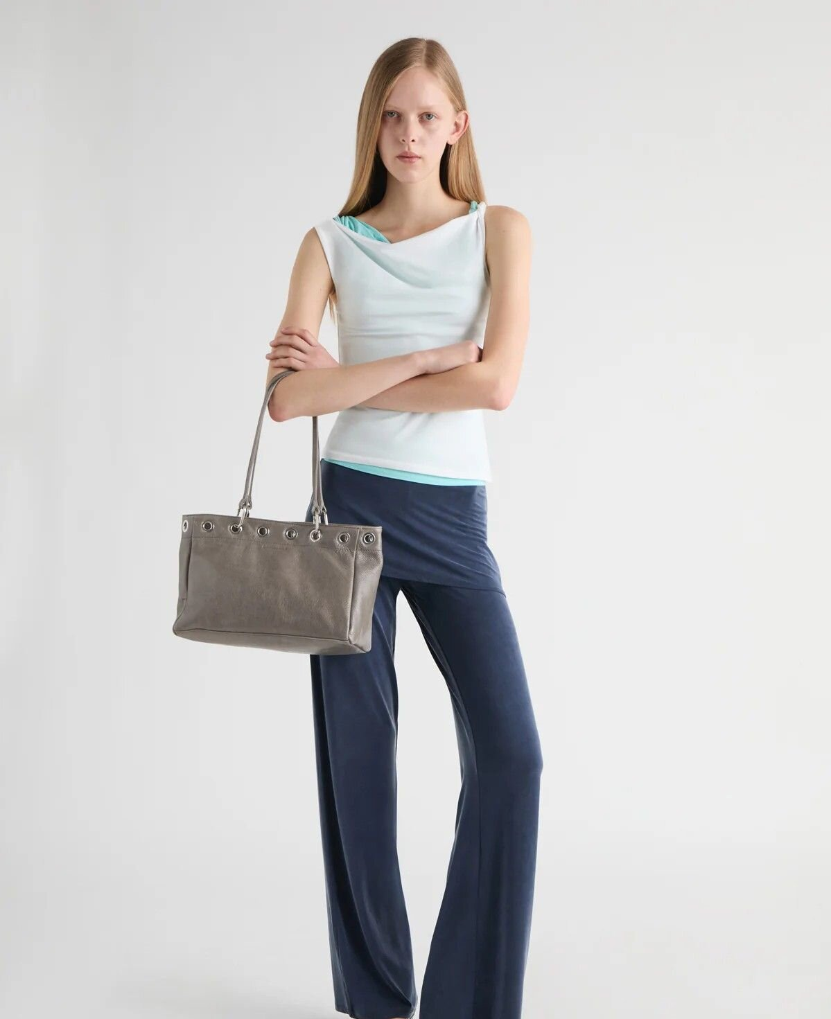 Minimalist Metal Eyelet Shoulder Bag