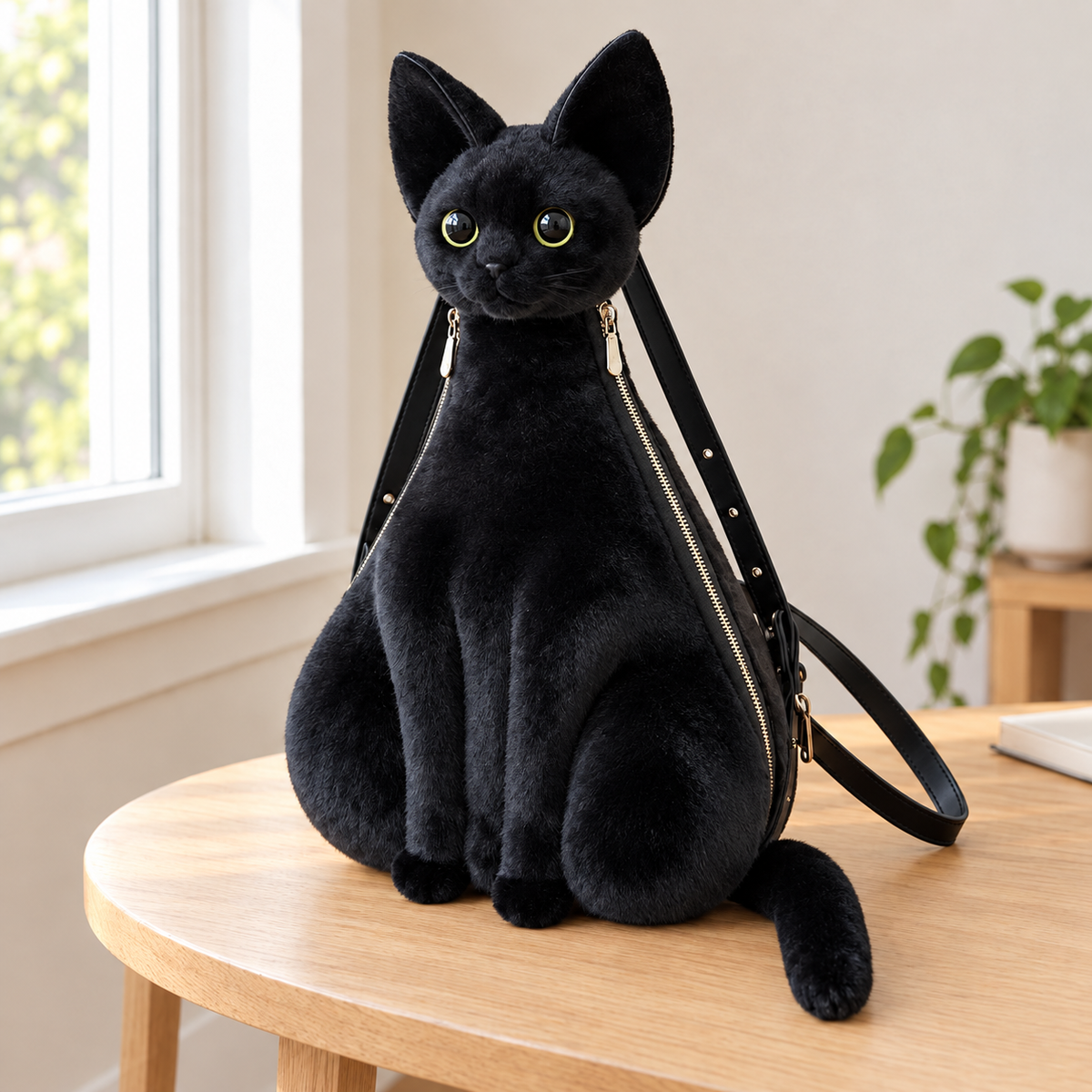 Black Sphinx Cat Sculpted Backpack