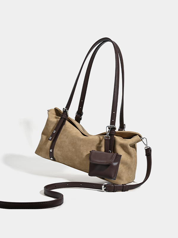 Vintage Faux Suede Hobo Bag