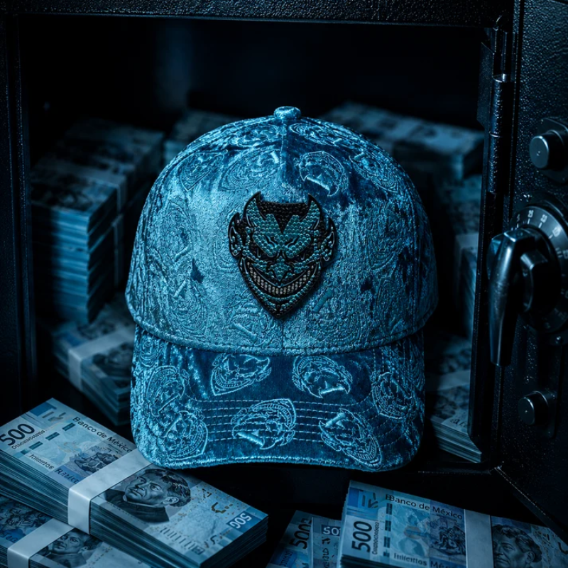 Lucifer v2 Baby Blue Velvet Snapback
